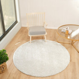 Livabliss Round Cloudy Shaggy-Solid Color Beige Plush Soft Pile Living Bedroom Rug 160 X 160 Cm Easy Care, Non Shedding - thumbnail 2