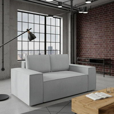 Malaga Small Sofa Bed Compact Fold Out 2 Seater Sofa With Hidden Storage Stylish Upholstery Comfortable Seating Light Grey - image 1