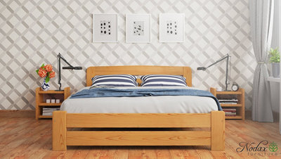Nodax Super King Bed Frame, F1, Solid Pine Wood, Easy Assembly, Sturdy Slats & Extra Support Legs, 6Ft, Alder Finish - image 1