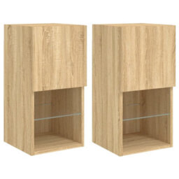 Walplus Tv Cabinets With Led Lights 2 Pcs Sonoma Oak 30.5X30X60 Cm - thumbnail 2