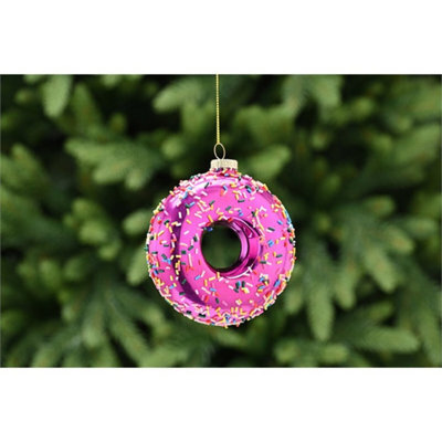 Sprinkle Donut Glass Hanging Decoration Novelty Christmas Tree Ornament