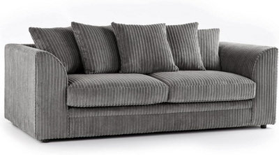 BlissFurniture Ltd Bliss Furniture Jumbo Cord 3 Seater Scatter Back Sofa In Grey Colour Deep Comfort Modern Design Arms Compact Yet Spacious - image 1