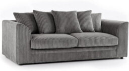 BlissFurniture Ltd Bliss Furniture Jumbo Cord 3 Seater Scatter Back Sofa In Grey Colour Deep Comfort Modern Design Arms Compact Yet Spacious - thumbnail 1