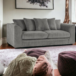 BlissFurniture Ltd Bliss Furniture Jumbo Cord 3 Seater Scatter Back Sofa In Grey Colour Deep Comfort Modern Design Arms Compact Yet Spacious - thumbnail 4