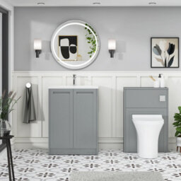 Royal Bathrooms Elmore 600mm Traditional Floor Standing 2 Door Bathroom Vanity Unit With Matt Stone Basin Sink - Matt Pebble Grey - thumbnail 4