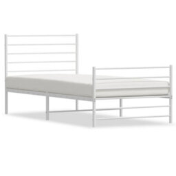 Berkfield Metal Bed Frame With Headboard And Footboard White 100X190 Cm - thumbnail 2