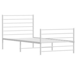 Berkfield Metal Bed Frame With Headboard And Footboard White 100X190 Cm - thumbnail 5