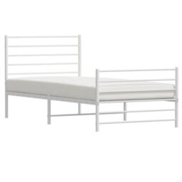 Berkfield Metal Bed Frame With Headboard And Footboard White 100X190 Cm - thumbnail 4