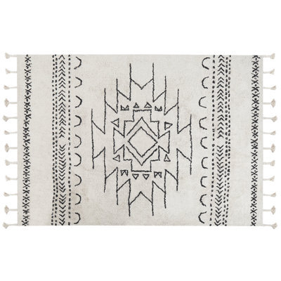 Beliani Rug Khouribga Off-White 160 X 230 Cm Cotton - image 1
