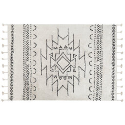 Beliani Rug Khouribga Off-White 160 X 230 Cm Cotton