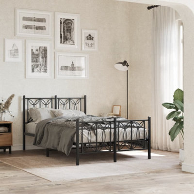 Berkfield Metal Bed Frame Without Mattress With Footboard Black 120X190Cm - image 1
