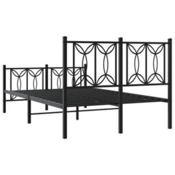 Berkfield Metal Bed Frame Without Mattress With Footboard Black 120X190Cm - thumbnail 6