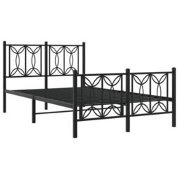 Berkfield Metal Bed Frame Without Mattress With Footboard Black 120X190Cm - thumbnail 3