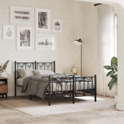 Berkfield Metal Bed Frame Without Mattress With Footboard Black 120X190Cm - thumbnail 1
