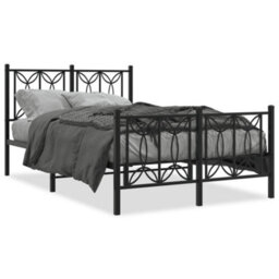 Berkfield Metal Bed Frame Without Mattress With Footboard Black 120X190Cm - thumbnail 2