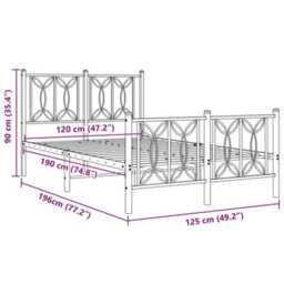 Berkfield Metal Bed Frame Without Mattress With Footboard Black 120X190Cm - thumbnail 8
