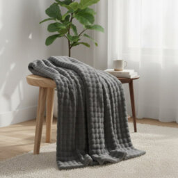 Rabbit Faux Fur Throw Blanket Ultra Soft Luxury Throw For Sofa And Bed Grey 150X200Cm - thumbnail 1