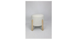 Spot On Dealz Faux Sheepskin Footstool - White Fur Ottoman With Pine Wood Legs - thumbnail 2