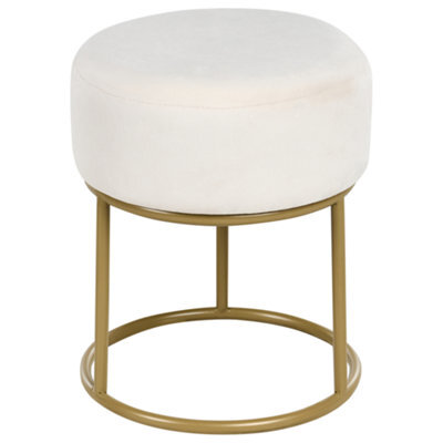 Beliani Footstool Delco Velvet Off-White - image 1