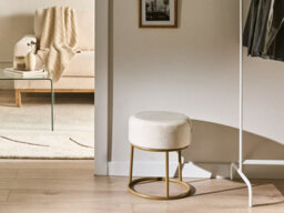 Beliani Footstool Delco Velvet Off-White - thumbnail 2