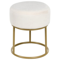 Beliani Footstool Delco Velvet Off-White - thumbnail 1