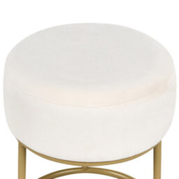 Beliani Footstool Delco Velvet Off-White - thumbnail 4