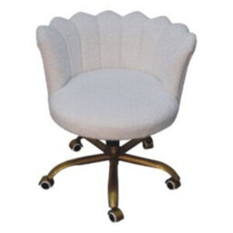 Wyld Haus Sarlat Scalloped White Boucle Swivel Chair With Brass Base - thumbnail 5