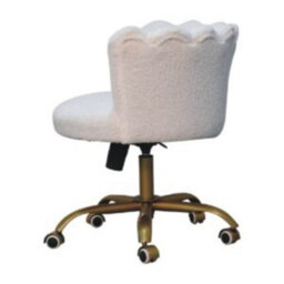 Wyld Haus Sarlat Scalloped White Boucle Swivel Chair With Brass Base - thumbnail 9