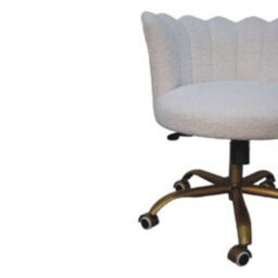 Wyld Haus Sarlat Scalloped White Boucle Swivel Chair With Brass Base - thumbnail 7
