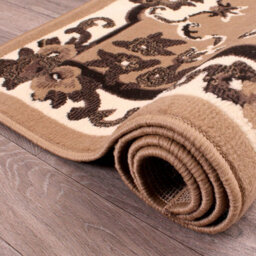 Beige Traditional Bordered Floral Rug Easy To Clean Dining Room-120Cm (Circle) - thumbnail 5