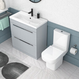Nes Home 800mm Matte Grey Drawers Basin Vanity Unit Square Close Coupled Toilet - thumbnail 4