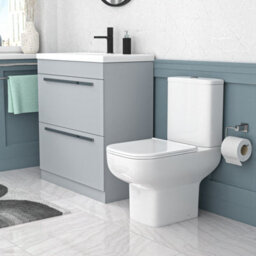 Nes Home 800mm Matte Grey Drawers Basin Vanity Unit Square Close Coupled Toilet - thumbnail 3