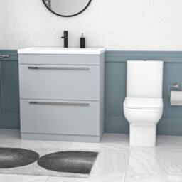 Nes Home 800mm Matte Grey Drawers Basin Vanity Unit Square Close Coupled Toilet - thumbnail 2