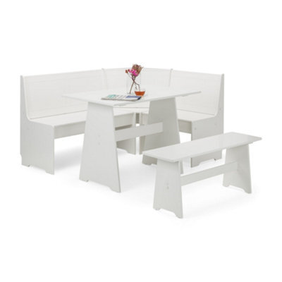 Oakham Premium Newbury 158Cm Corner Dining Set With Storage Bench - Surf White - image 1