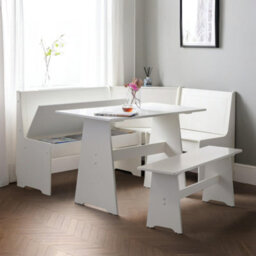 Oakham Premium Newbury 158Cm Corner Dining Set With Storage Bench - Surf White - thumbnail 3