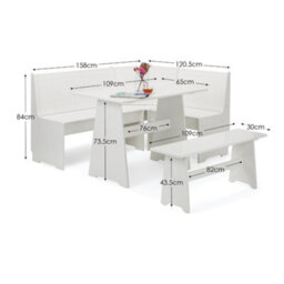 Oakham Premium Newbury 158Cm Corner Dining Set With Storage Bench - Surf White - thumbnail 5