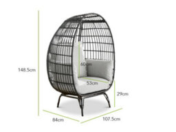 Furniturebox Black Rattan Resin Rattan For Outdoors & Thick Cushions - Garden Egg Chair & Patio Chair - thumbnail 9