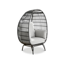 Furniturebox Black Rattan Resin Rattan For Outdoors & Thick Cushions - Garden Egg Chair & Patio Chair - thumbnail 3
