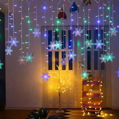 3.2M Led Snowflake Curtain Lights  Waterproof Fairy String For Christmas - image 1