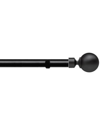 Unknown 28mm Fixed Length Metal Eyelet Curtain Pole Set In Black - Met Ball Finial, 200Cm - image 1
