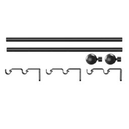 GoodHome Kimlos Gloss Black Nickel Effect Extendable Ball Single Curtain Pole Set, (L)1200mm-2100mm (Dia)28mm - thumbnail 3