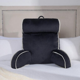 OHS Reading Pillow With Head Rest Super Soft High Back Support Bed Sofa, Black - thumbnail 2