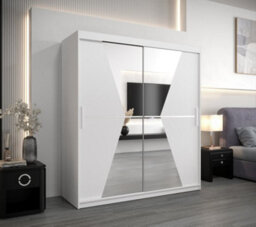 Arte Morocco Contemporary 2 Mirrored Sliding Door Wardrobe 9 Shelves 2 Rails White Matt (H)2000mm (W)1800mm (D)620mm - thumbnail 2