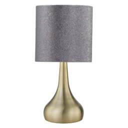 First Choice Lighting Romana - Antique Brass Touch Operated Table Lamp With Glitter Shade - thumbnail 2
