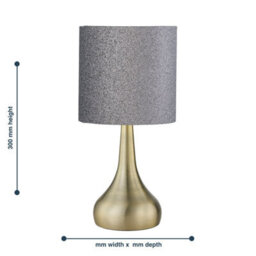 First Choice Lighting Romana - Antique Brass Touch Operated Table Lamp With Glitter Shade - thumbnail 5