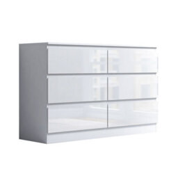 Eco Living Carlton Gloss White Chest Of Drawers 6 Drawer Cabinet - thumbnail 1