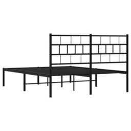 Berkfield Metal Bed Frame With Headboard Black 140X190 Cm - thumbnail 7