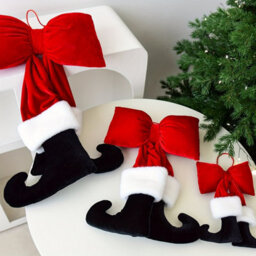 Amorly 22Cm Christmas Velvet Ribbon Bow Ornament, Suitable For Christmas Trees, Home Window Decorations, Festive Party Arrangements - thumbnail 4