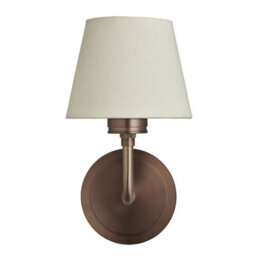 Industville Albany Wall Light, Bronze, Natural Cotton Shades
