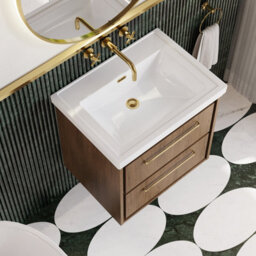 Hudson Reed Lille Wall Hung Two Drawer Contemporary Vanity Unit With Basin In Antique Oak, 630 X 471mm - thumbnail 3